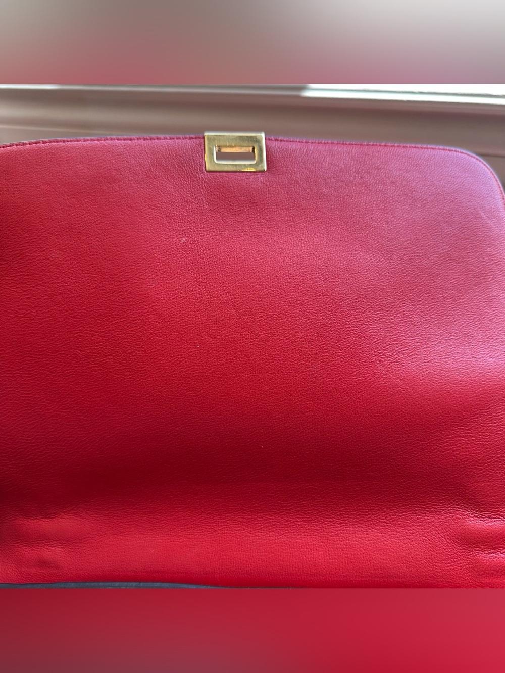 CELINE Red Grained Leather And Suede Medium Trapeze Bag - Picture 12 of 16